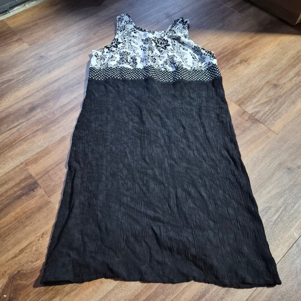 Studio 1940 Womens Mixed Print Crinkle Rayon Midi Dress Black White Floral 18/20